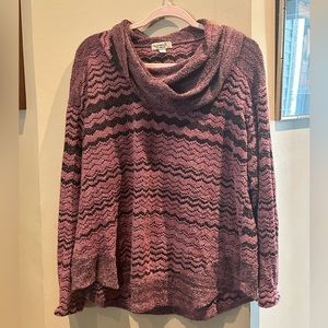 Purple and black cowl neck sweater